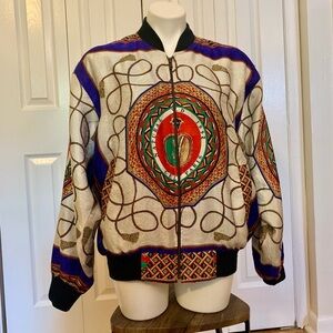 RARE Vintage Designer Silkworm Celine Paris Baroque Bomber Jacket 1992